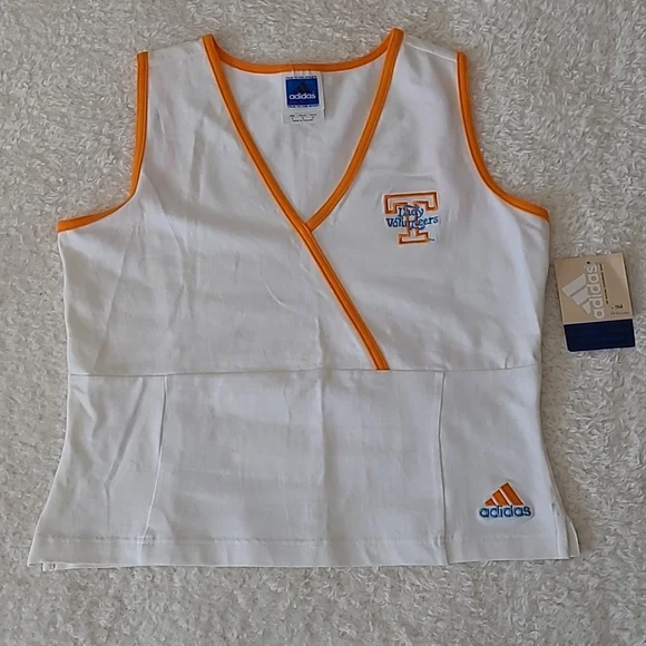 RARE Vintage Tennessee Lady Vols UT NEW ADIDAS Tennis Top White Racer Back Lg - Picture 7 of 13